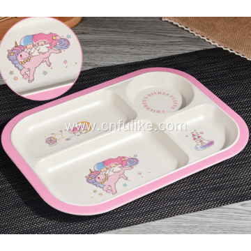 Bamboo Fiber Plastic Kids Dish Plate